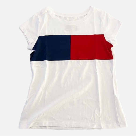 TOMMY HILFIGER Girl’s Short-Sleeve Pieced Flag Round Neck Tee - Medium (8/10) - Picture 3 of 9